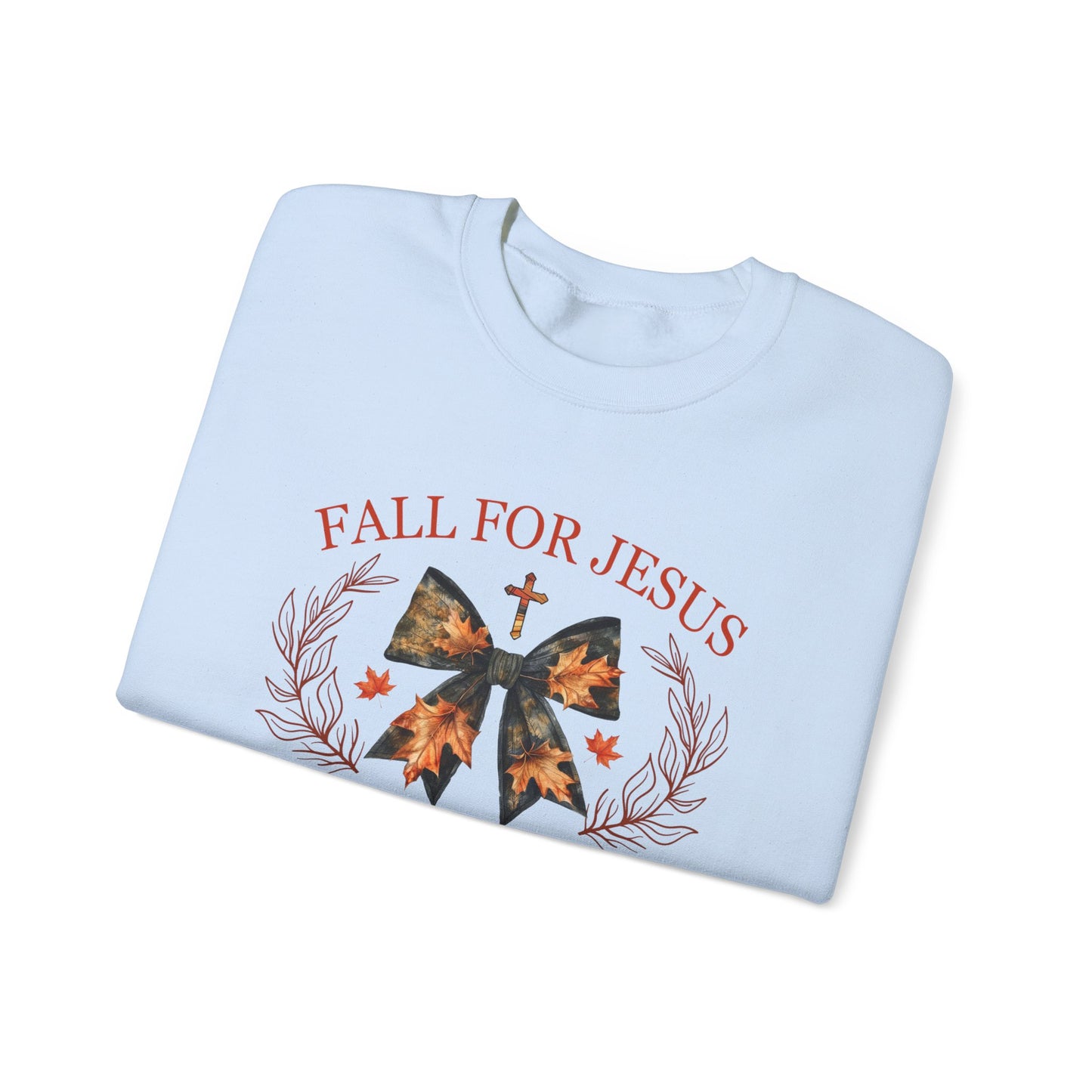 Fall for Jesus He Never Leaves  Sweatshirt, Fall png, Religious Autumn , Thanksgiving , Fall Coquette Bow, Fall Shirt , Autumn Girly