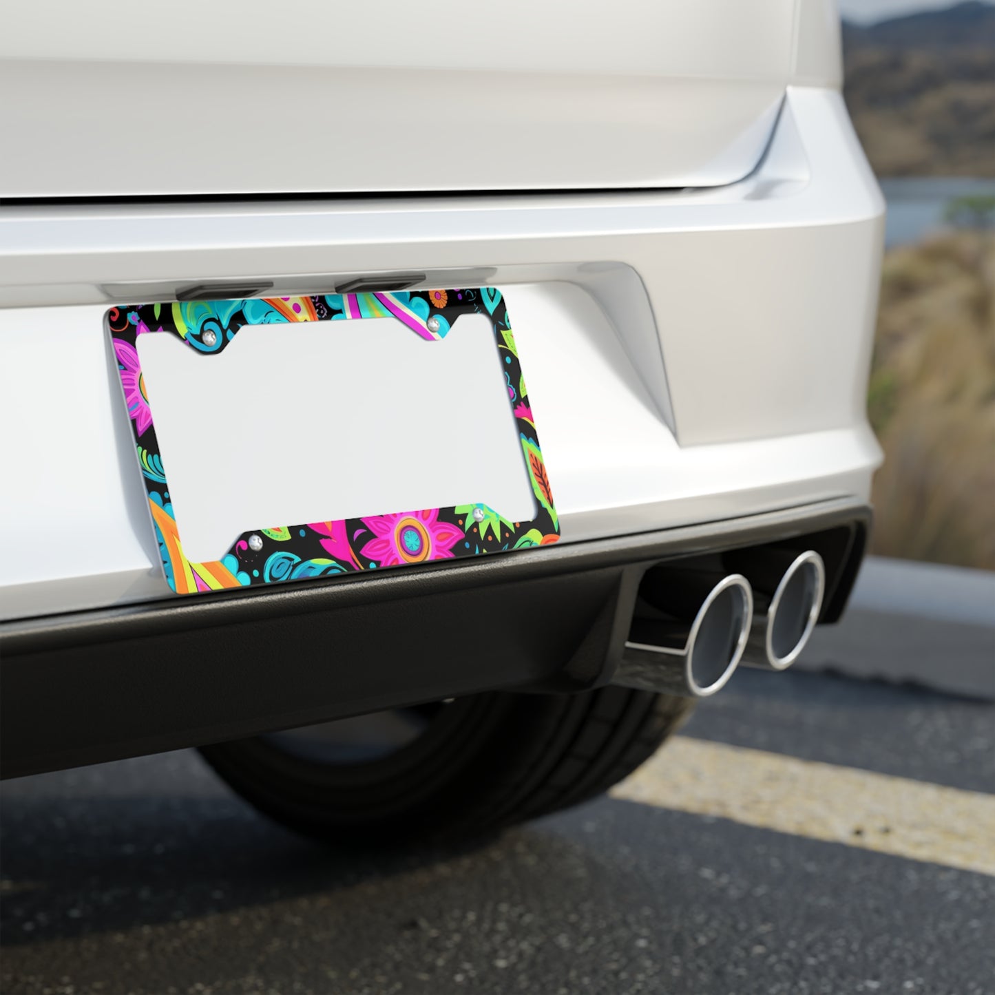 Black Paisley Metal License Plate Frame