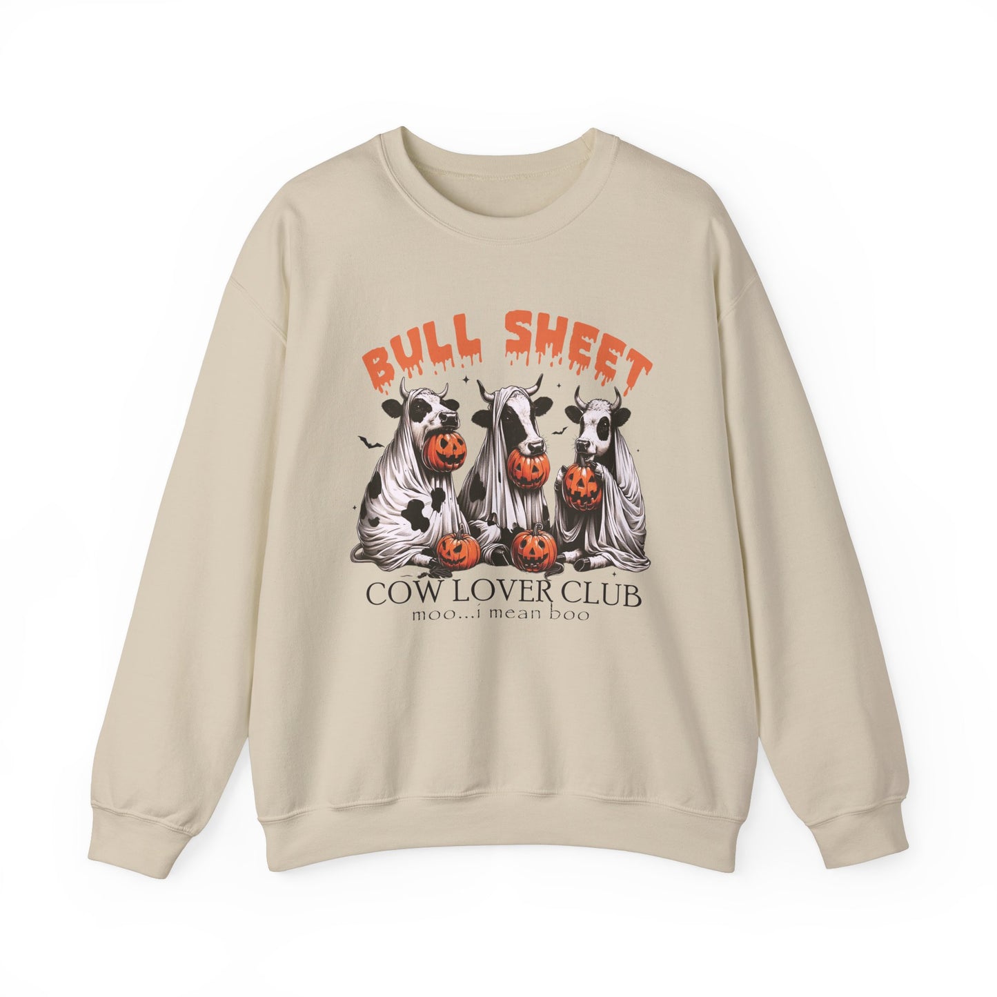 Bull Sheet Cow Lover Club sweat-Shirt, Funny Halloween Ghost Cow Shirt, Spooky Halloween Pumpkin Season Gift for Cow Lover, Cow Halloween Shirt