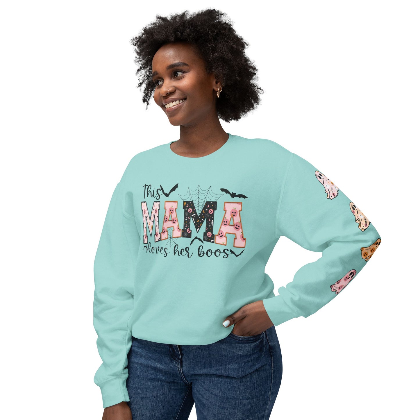 This Mama Loves Her Boos Sweatshirt, Comfort Colors, Halloween Mama Sweatshirt, Custom Mama Sweat with Kids Name, Personalized Mom Sweat for Halloween