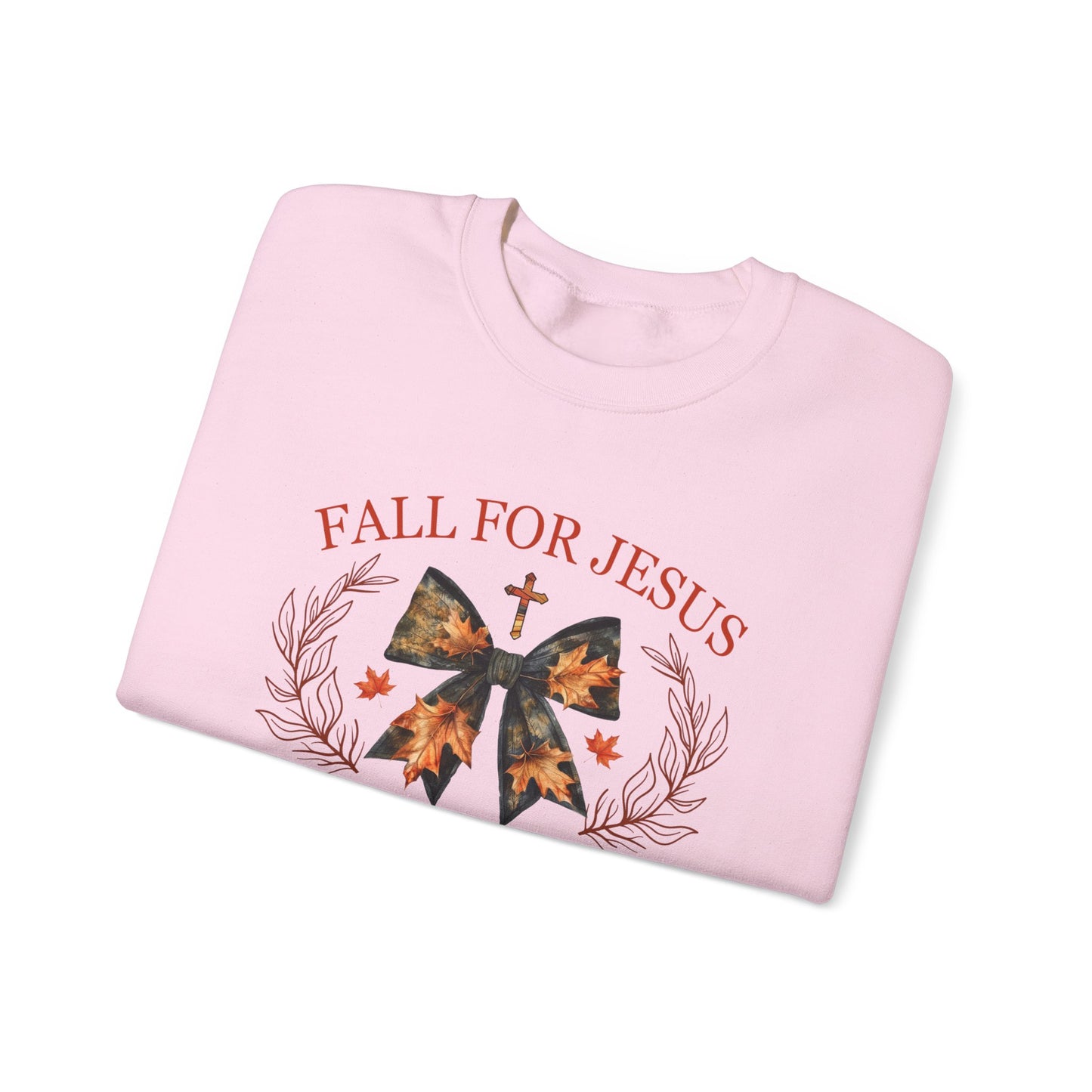 Fall for Jesus He Never Leaves  Sweatshirt, Fall png, Religious Autumn , Thanksgiving , Fall Coquette Bow, Fall Shirt , Autumn Girly