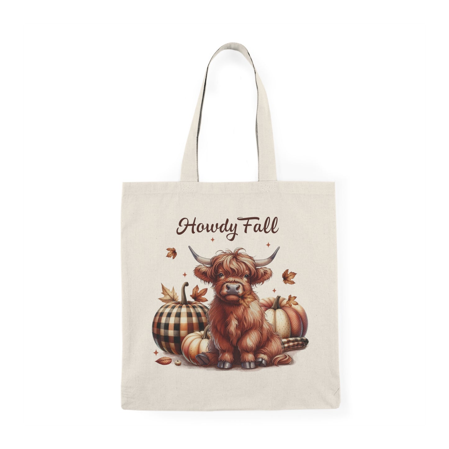 CUTE  COZY HIGHLAND COW FALL DESIGN Natural Tote Bag