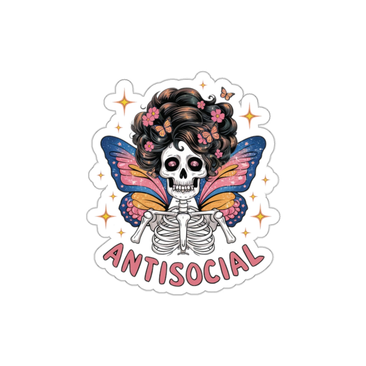 Anti Social Butterfly -Kiss Cut Sticker