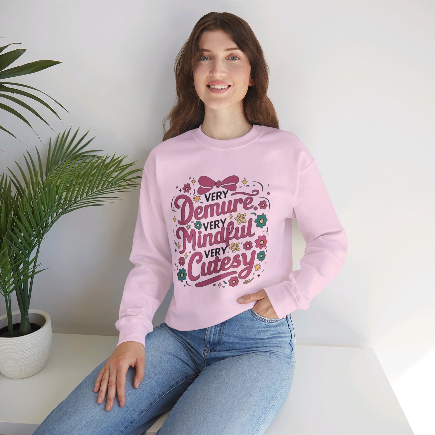 Very demure very cutesy very mindful Unisex Heavy Blend™ Crewneck Sweatshirt