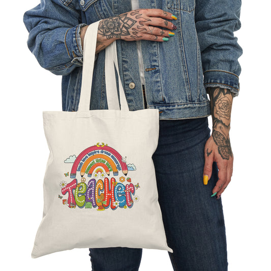 Teacher Rainbow Natural Tote Bag