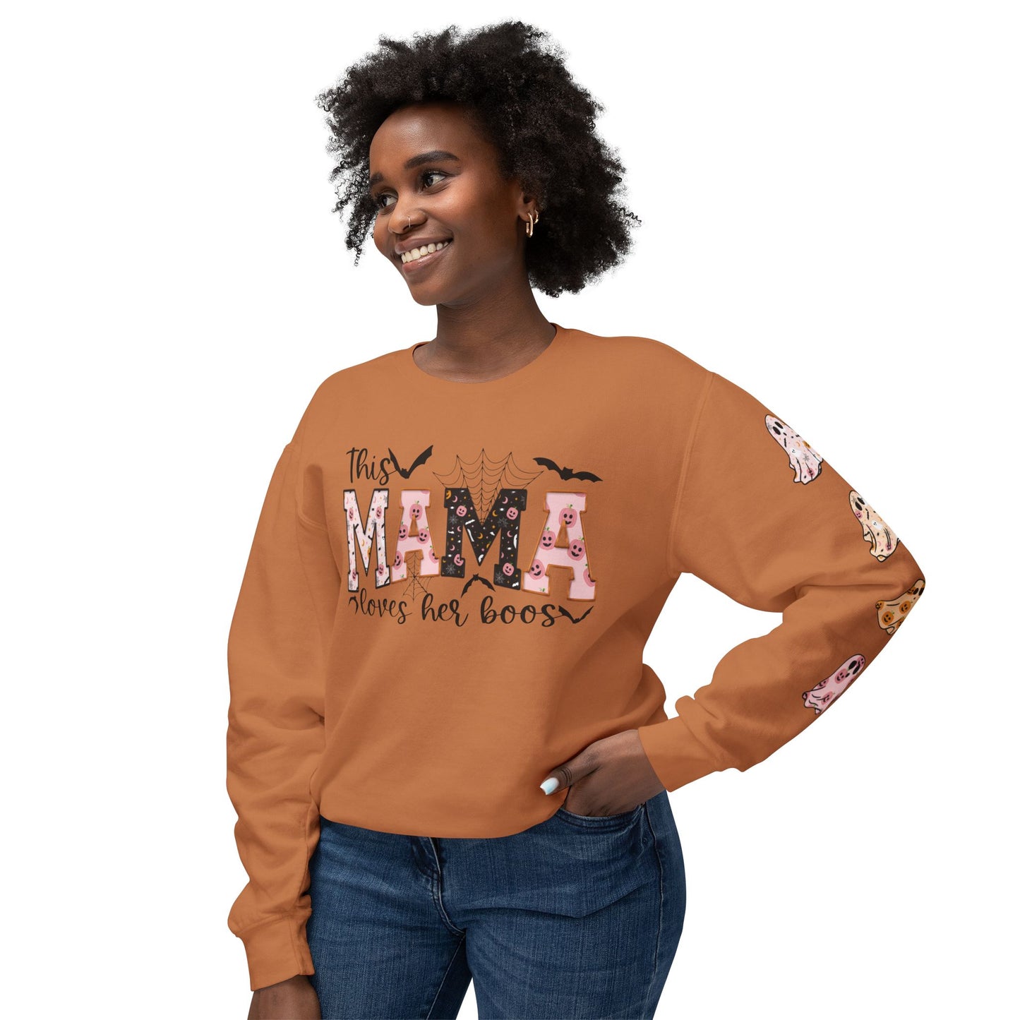 This Mama Loves Her Boos Sweatshirt, Comfort Colors, Halloween Mama Sweatshirt, Custom Mama Sweat with Kids Name, Personalized Mom Sweat for Halloween