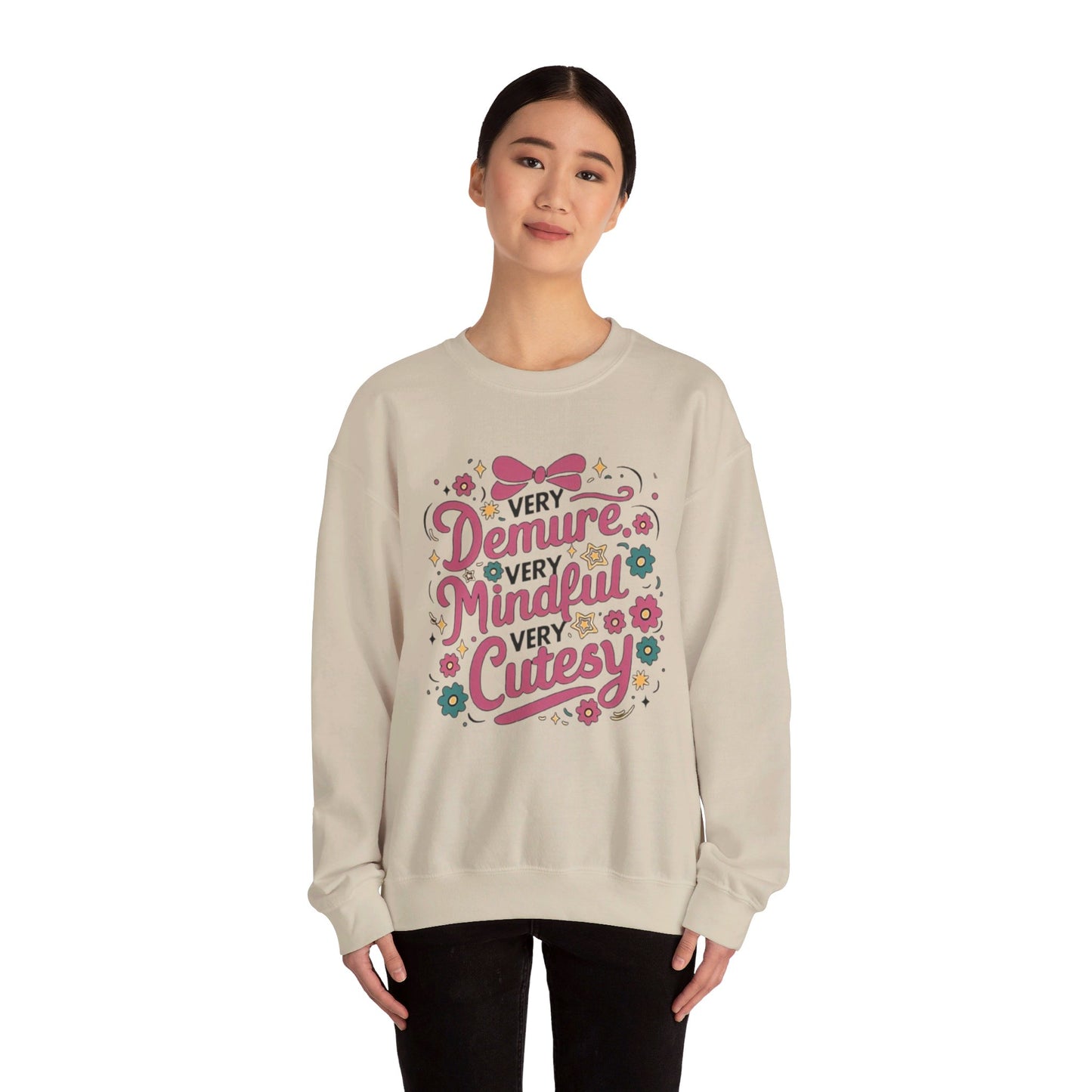 Very demure very cutesy very mindful Unisex Heavy Blend™ Crewneck Sweatshirt