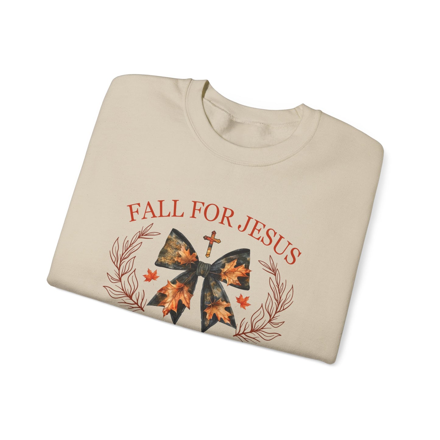 Fall for Jesus He Never Leaves  Sweatshirt, Fall png, Religious Autumn , Thanksgiving , Fall Coquette Bow, Fall Shirt , Autumn Girly