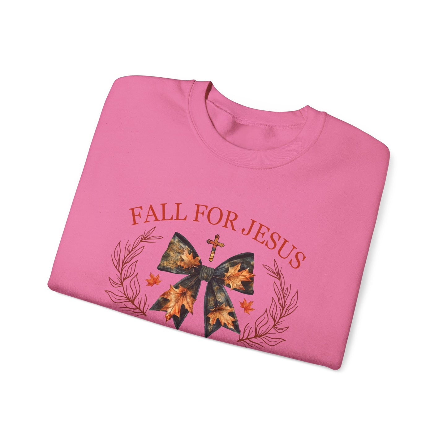 Fall for Jesus He Never Leaves  Sweatshirt, Fall png, Religious Autumn , Thanksgiving , Fall Coquette Bow, Fall Shirt , Autumn Girly