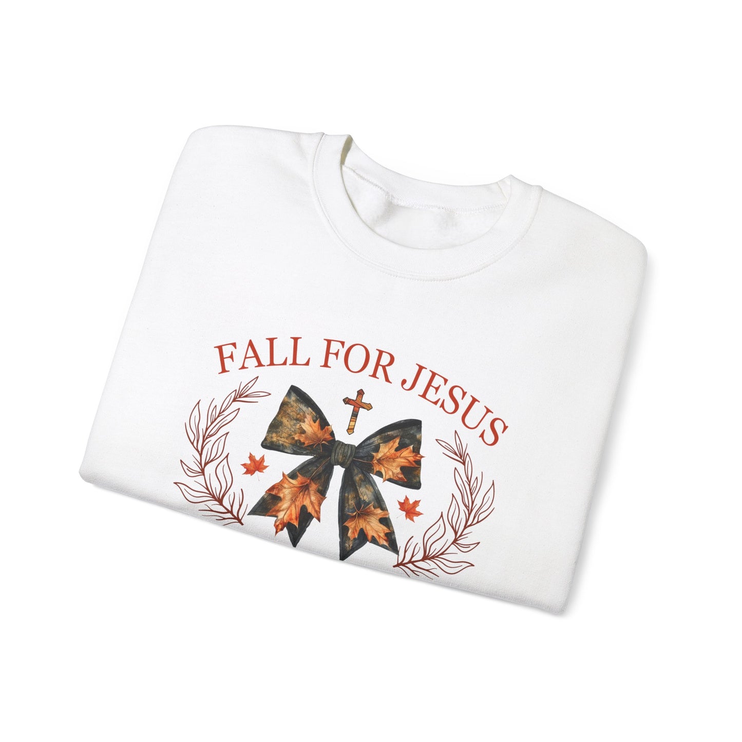 Fall for Jesus He Never Leaves  Sweatshirt, Fall png, Religious Autumn , Thanksgiving , Fall Coquette Bow, Fall Shirt , Autumn Girly