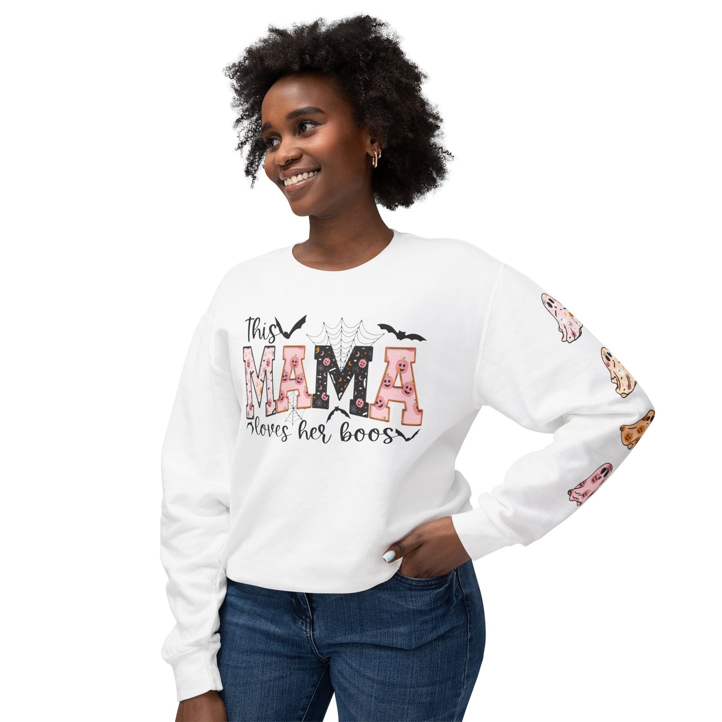 This Mama Loves Her Boos Sweatshirt, Comfort Colors, Halloween Mama Sweatshirt, Custom Mama Sweat with Kids Name, Personalized Mom Sweat for Halloween