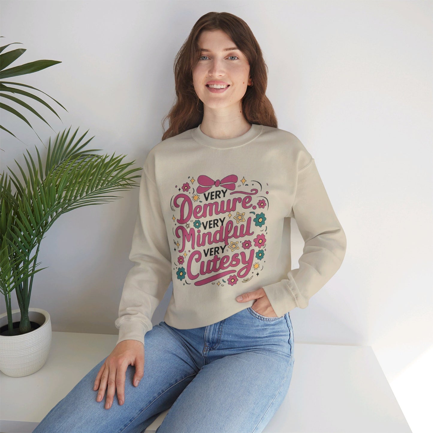 Very demure very cutesy very mindful Unisex Heavy Blend™ Crewneck Sweatshirt