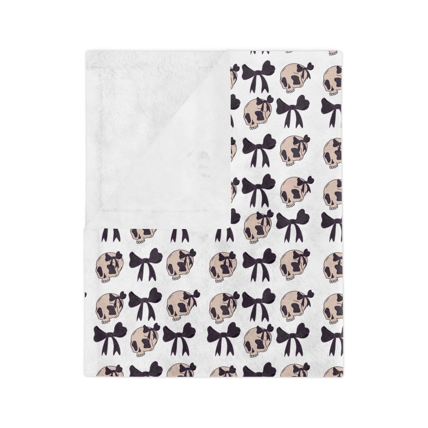 SKULLS AND COQUETTE BOWS Velveteen Microfiber Blanket