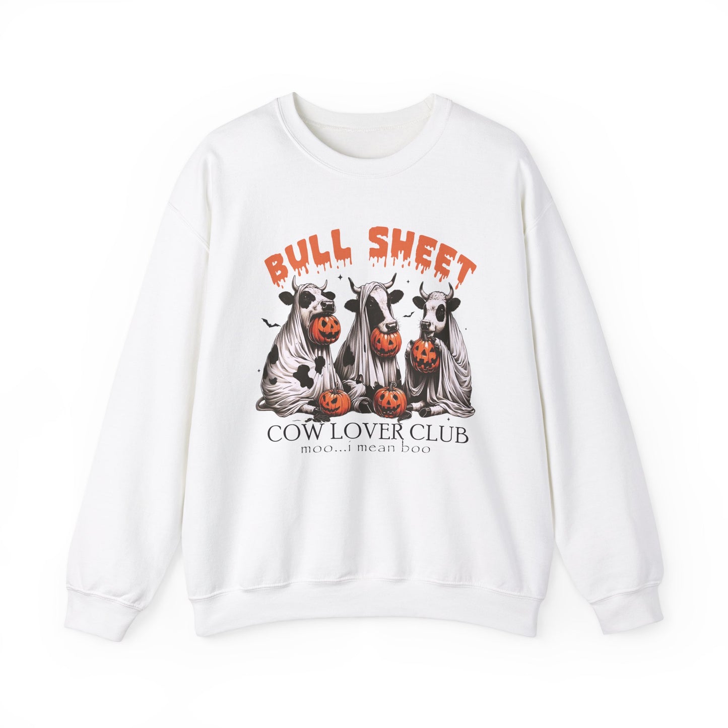 Bull Sheet Cow Lover Club sweat-Shirt, Funny Halloween Ghost Cow Shirt, Spooky Halloween Pumpkin Season Gift for Cow Lover, Cow Halloween Shirt