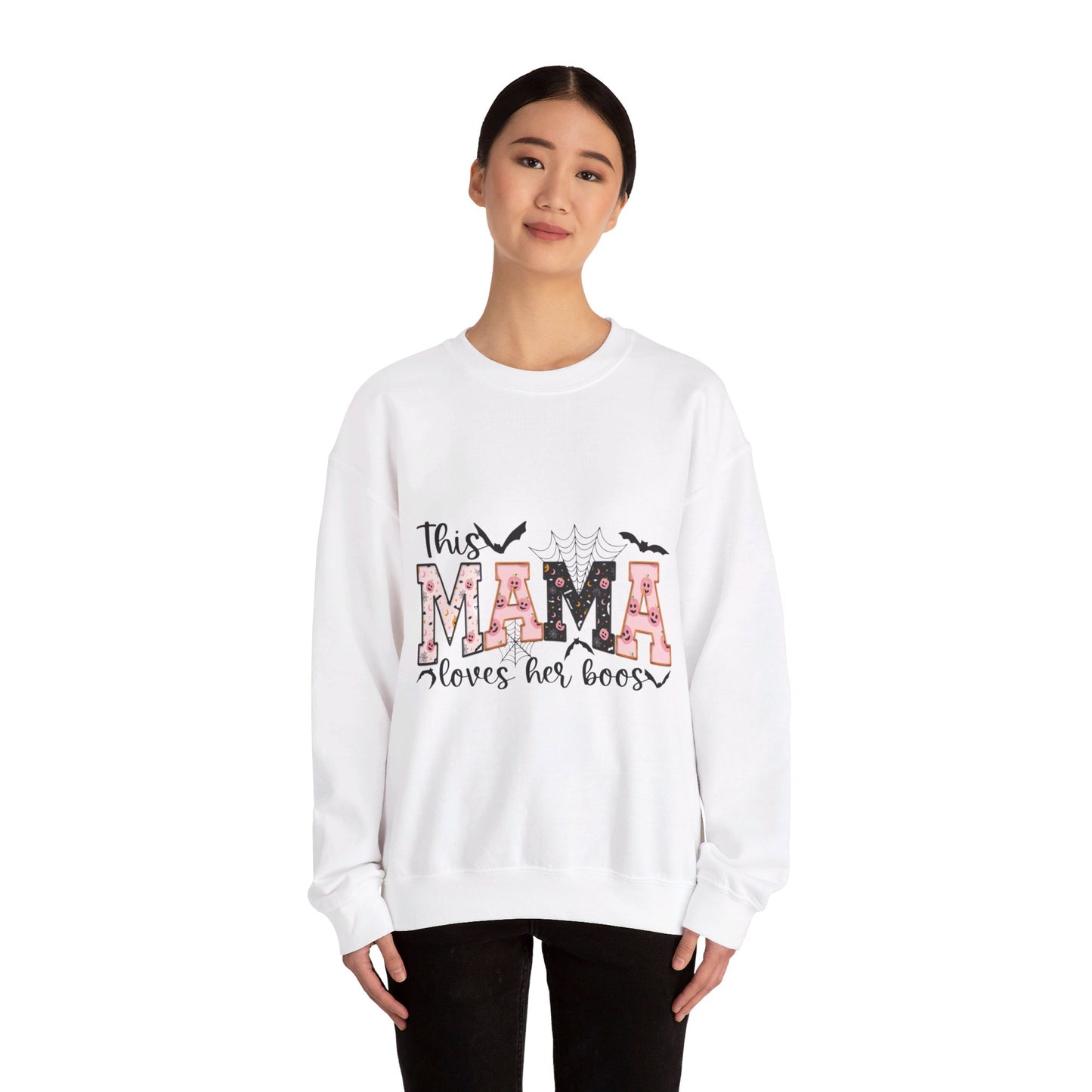 This Mama Loves Her Boos Halloween/ Fall Unisex Heavy Blend™ Crewneck Sweatshirt