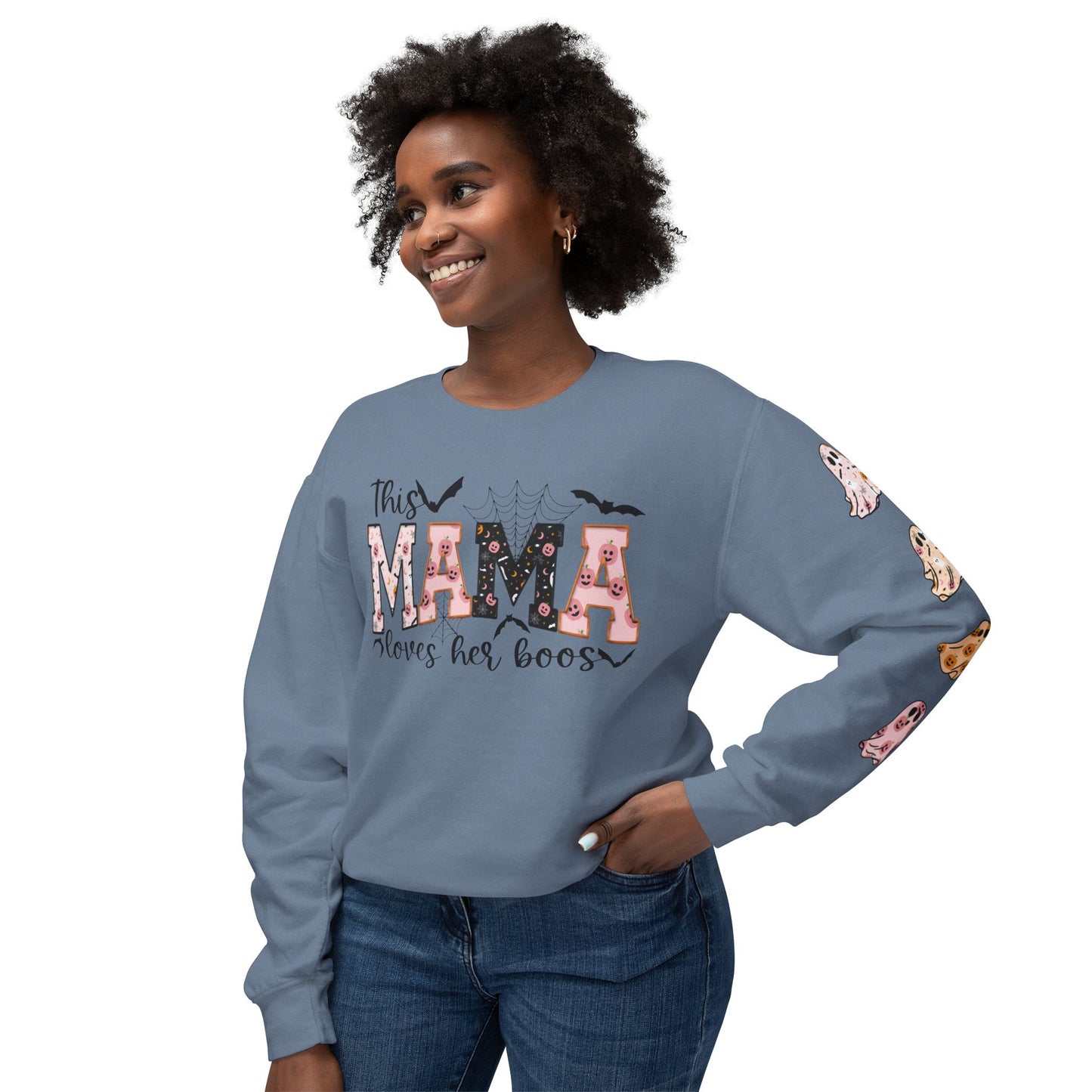 This Mama Loves Her Boos Sweatshirt, Comfort Colors, Halloween Mama Sweatshirt, Custom Mama Sweat with Kids Name, Personalized Mom Sweat for Halloween