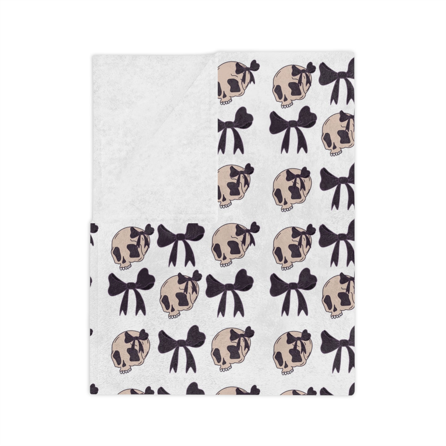 SKULLS AND COQUETTE BOWS Velveteen Microfiber Blanket