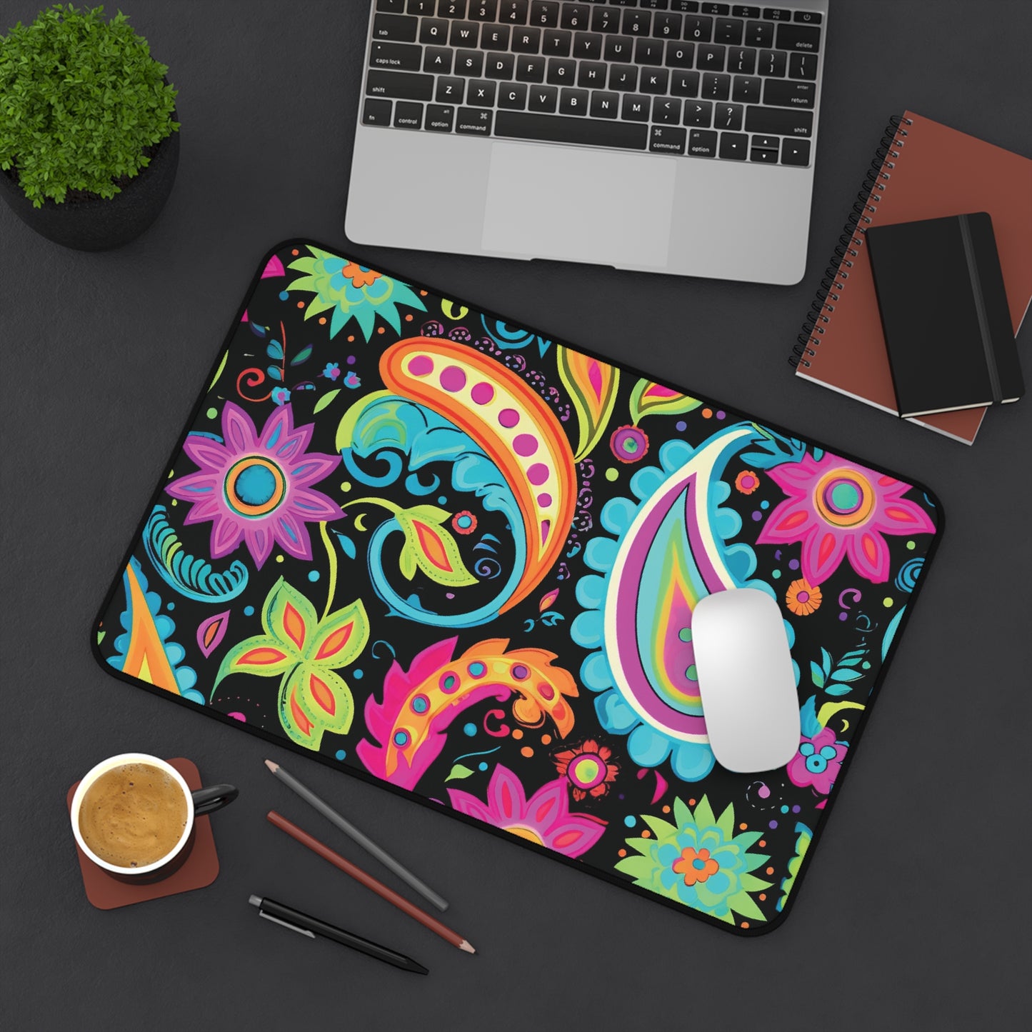 Black Paisley Mouse Pad Desk Mat