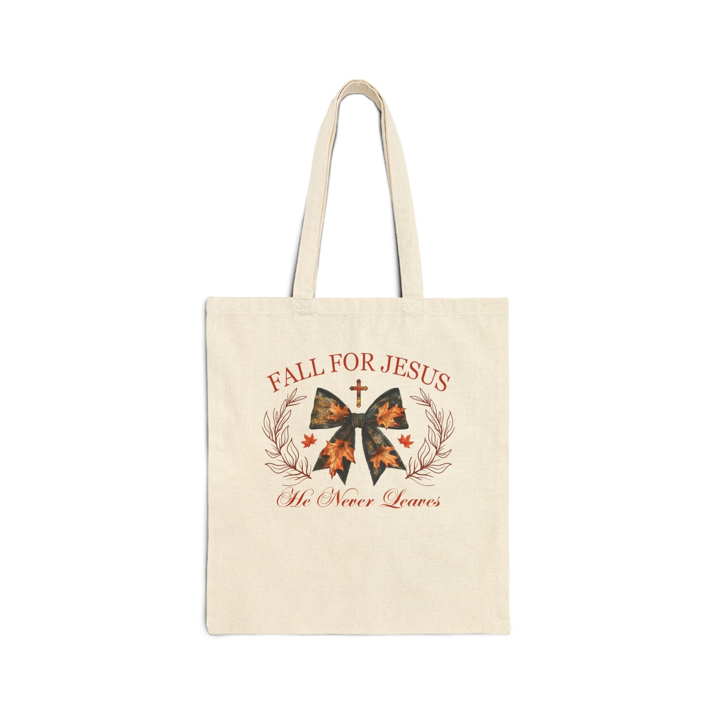 Fall For Jesus Coquette Bow Cotton Canvas Tote Bag