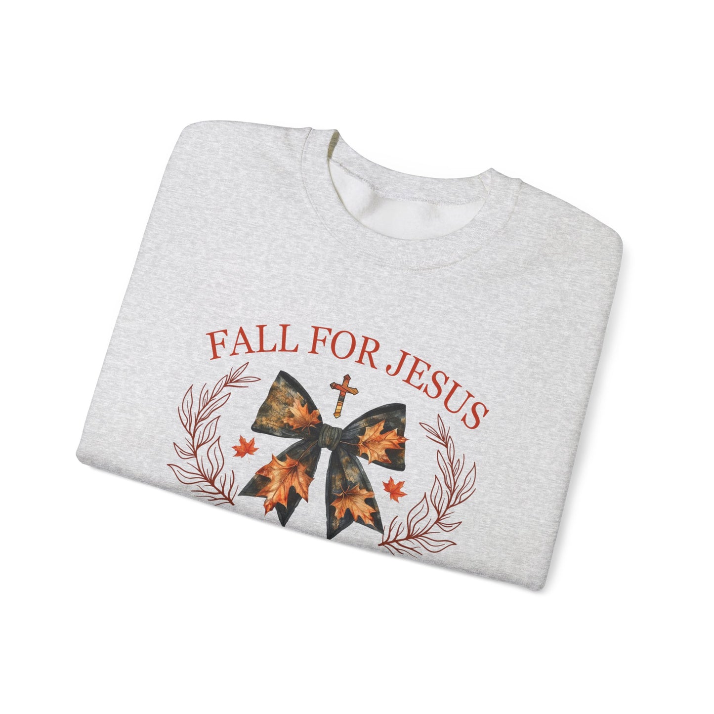 Fall for Jesus He Never Leaves  Sweatshirt, Fall png, Religious Autumn , Thanksgiving , Fall Coquette Bow, Fall Shirt , Autumn Girly