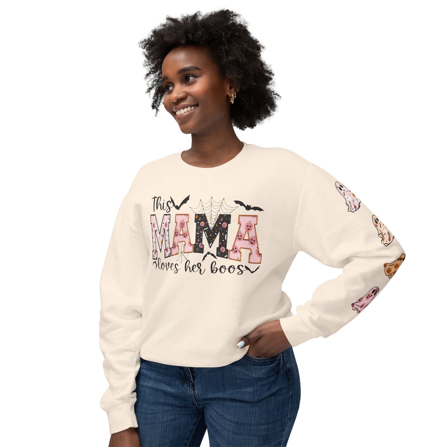 This Mama Loves Her Boos Sweatshirt, Comfort Colors, Halloween Mama Sweatshirt, Custom Mama Sweat with Kids Name, Personalized Mom Sweat for Halloween