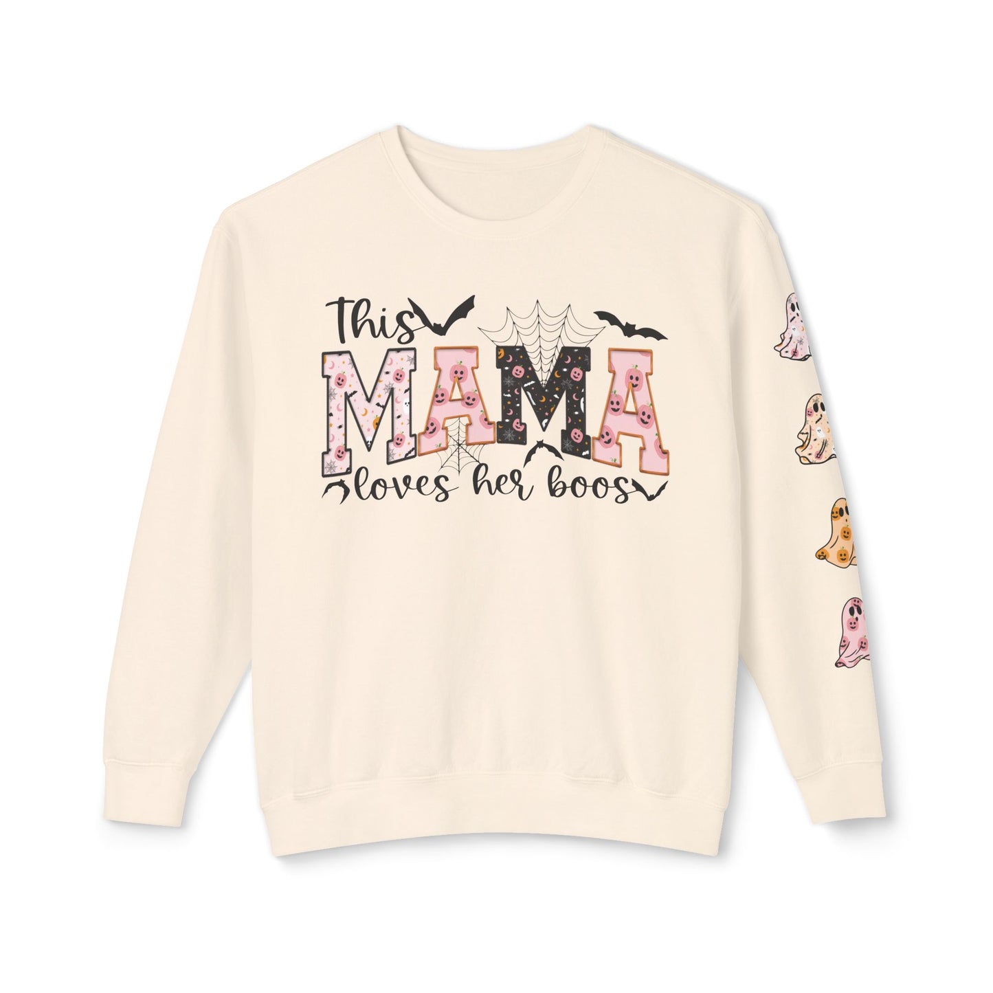 This Mama Loves Her Boos Sweatshirt, Comfort Colors, Halloween Mama Sweatshirt, Custom Mama Sweat with Kids Name, Personalized Mom Sweat for Halloween