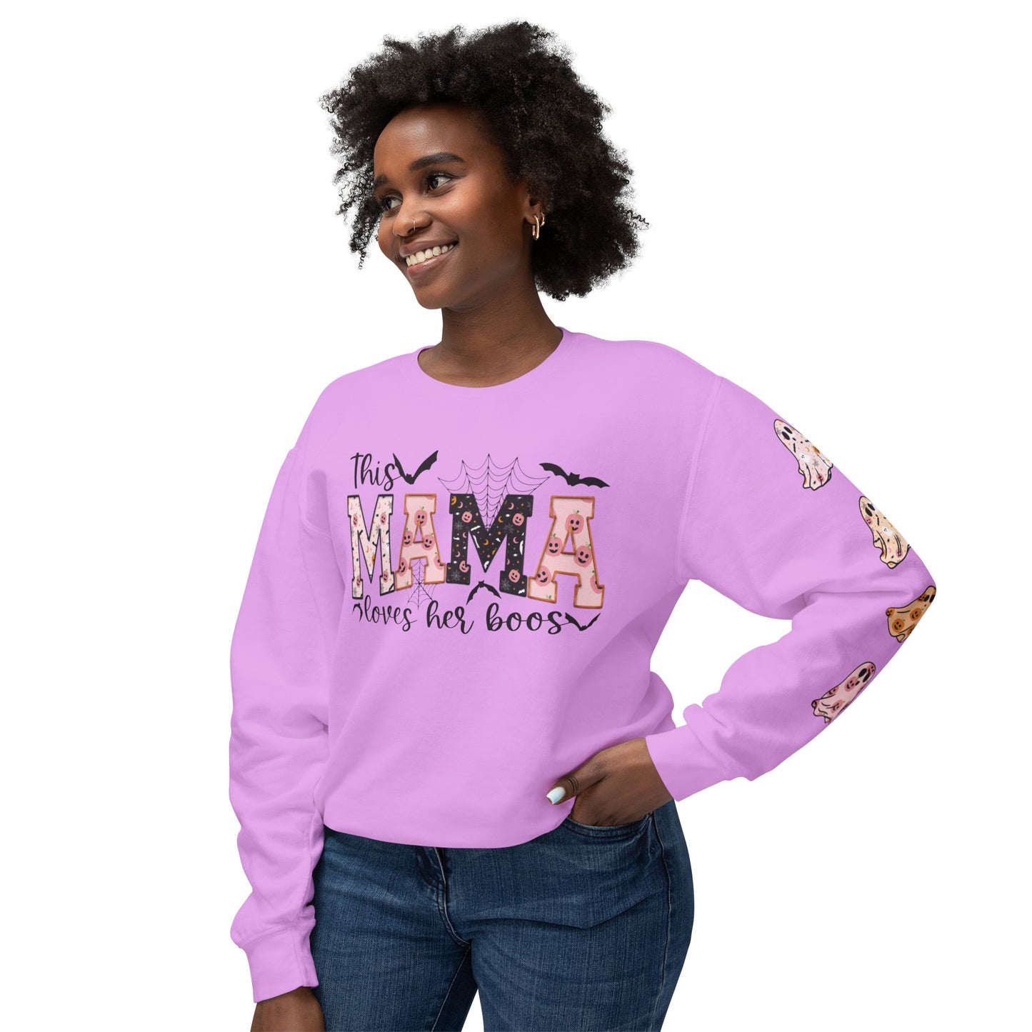 This Mama Loves Her Boos Sweatshirt, Comfort Colors, Halloween Mama Sweatshirt, Custom Mama Sweat with Kids Name, Personalized Mom Sweat for Halloween