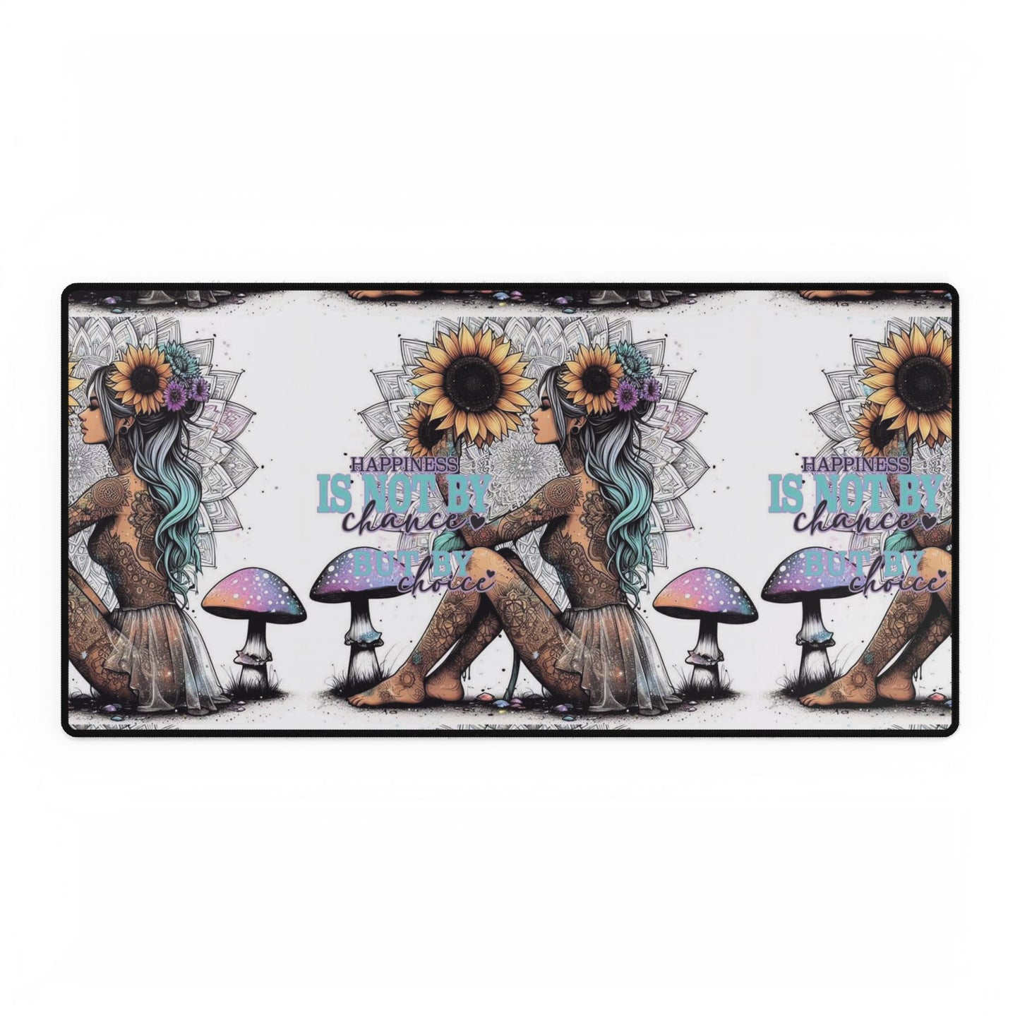 Happiness is by choice - tattooed girl beautiful watercolor mouse pad desk mat