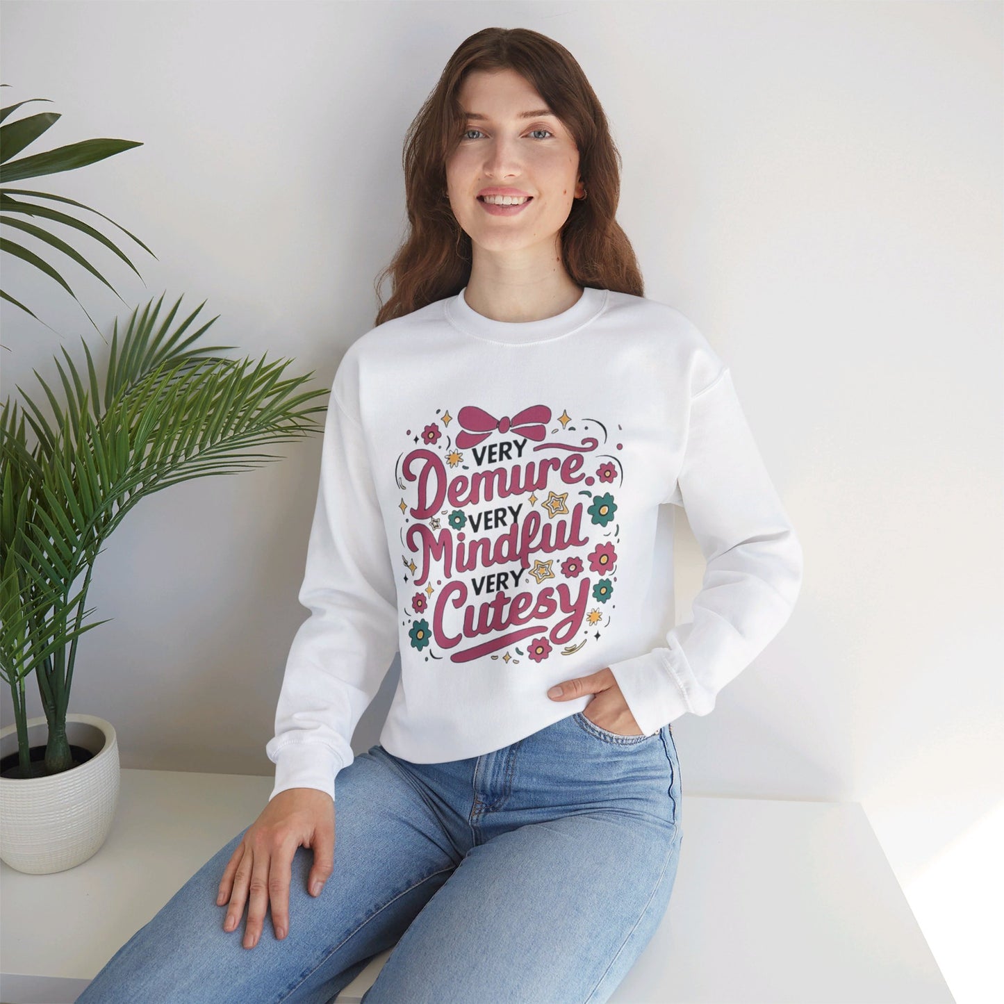 Very demure very cutesy very mindful Unisex Heavy Blend™ Crewneck Sweatshirt