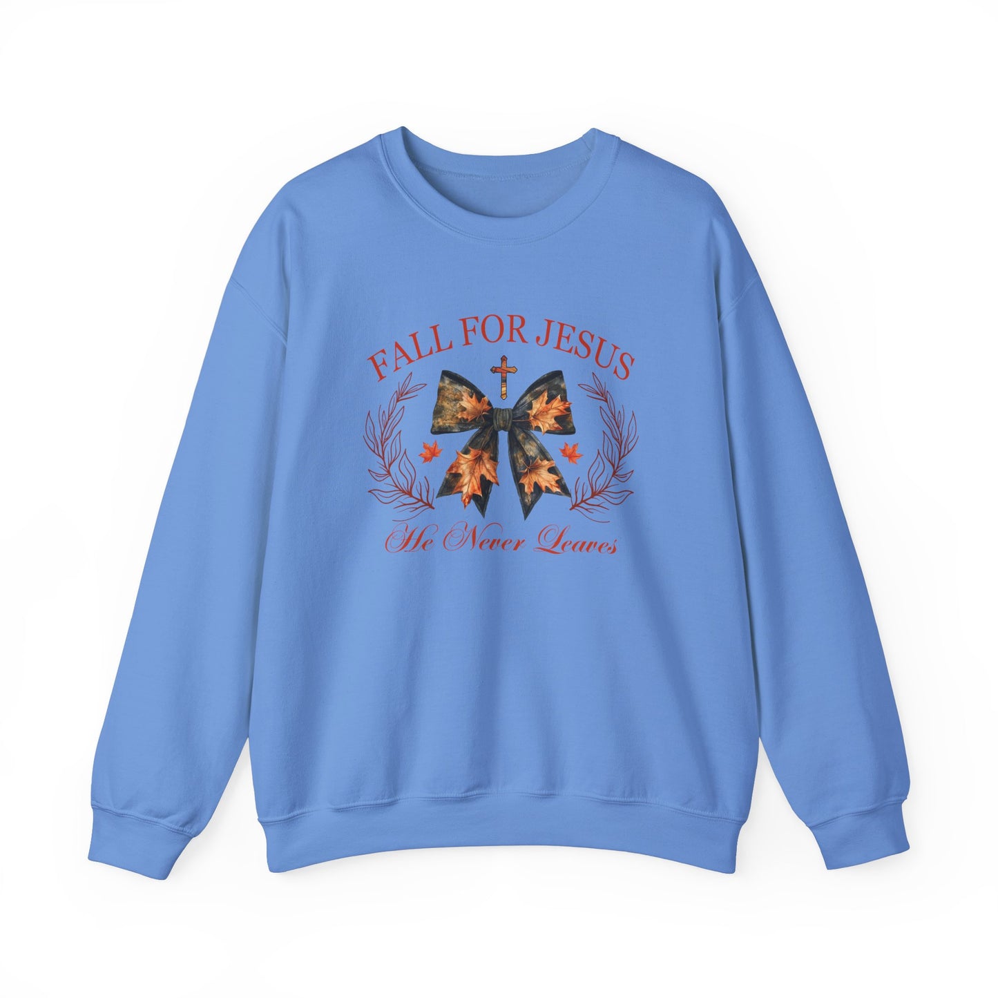 Fall for Jesus He Never Leaves  Sweatshirt, Fall png, Religious Autumn , Thanksgiving , Fall Coquette Bow, Fall Shirt , Autumn Girly