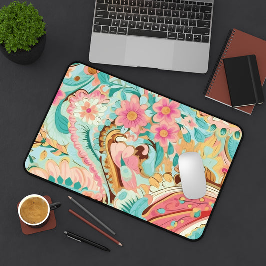 Blue swirls and  Floral Mouse Pad Desk Mat