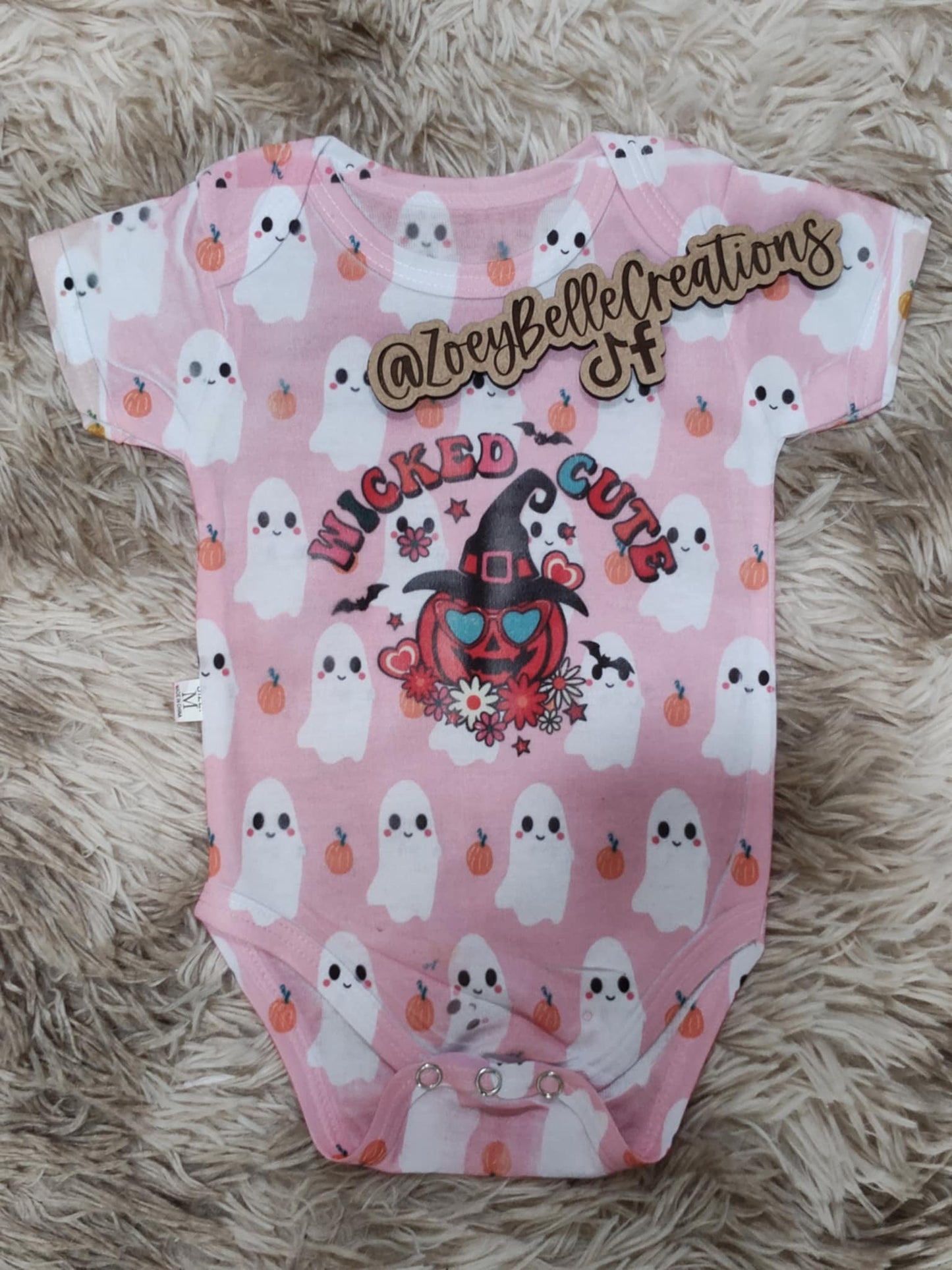 Halloween Ghostie- Baby Girl Onesie - Custom Print - Wicked cute